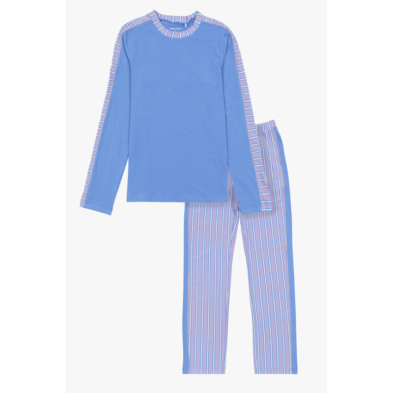 Pyjama en Roos-blauwe strepen print